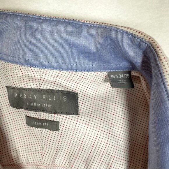 Perry Ellis Premium Slim Fit Printed Button Up Shirt Size 16 1/2 34/35 - Picture 2 of 9